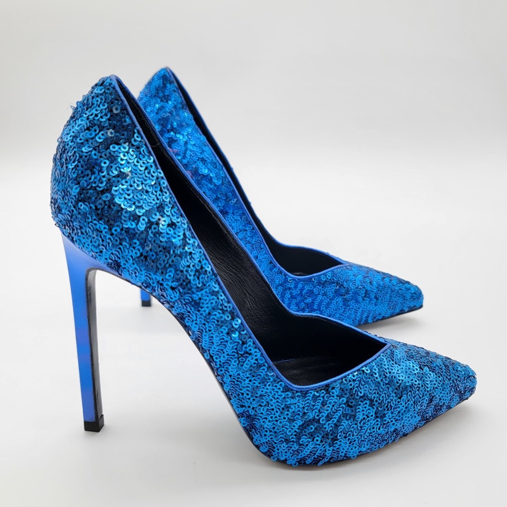 Saint Laurent Blue Sequin Heels